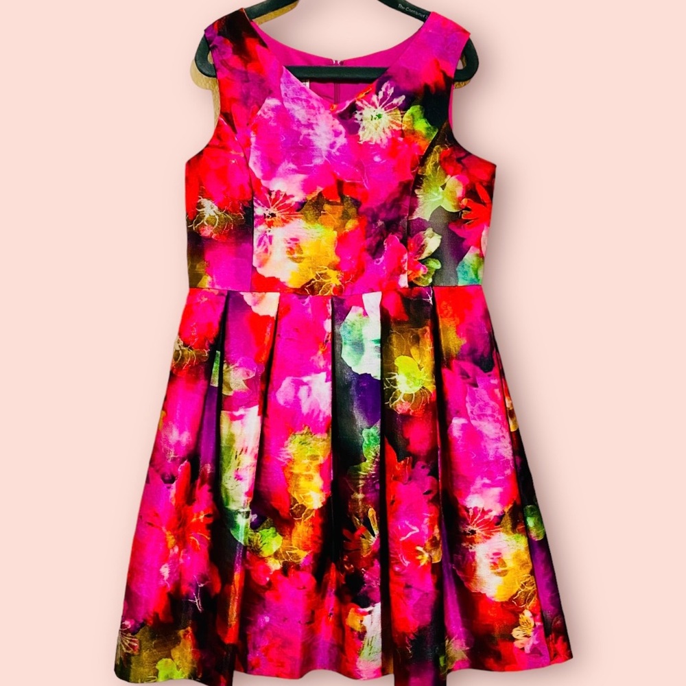 Floral Dress with zipper back and lined size 8